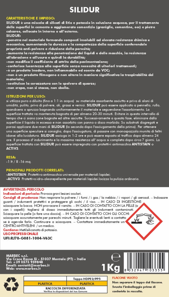 Silicato di potassio e litio SILIDUR   1LT