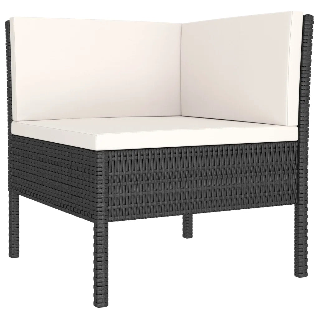 Set Divani da Giardino 7 pz con Cuscini in Polyrattan Nero 3094540