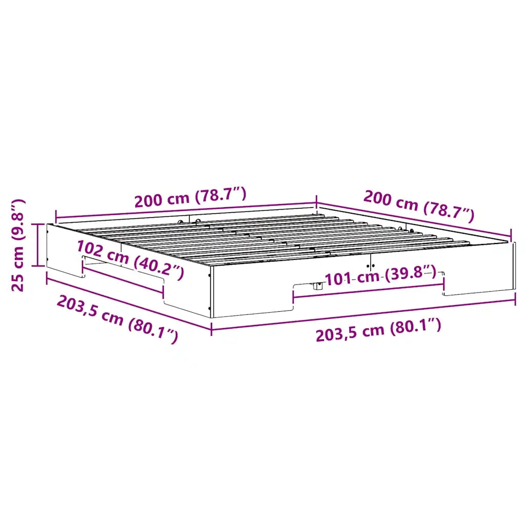 Struttura del letto-Giroletto-Rete del Letto Bianco 200 x 200 cm