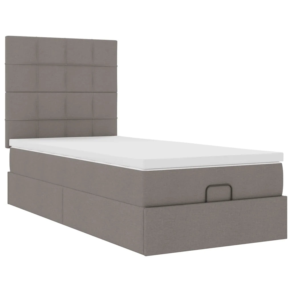 Struttura Letto Pouf con Materasso Tortora 80x200 cm in Tessuto 3313116