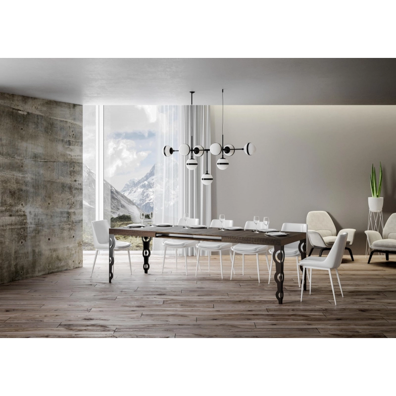 Tavolo allungabile 90x120/224 cm Karamay telaio Antracite - Noce