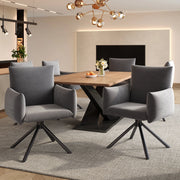 Set di 6 sedie da pranzo imbottite - Zephmum- Gambe in metallo, girevole 360¡ã, supporto lombare, velluto grigio