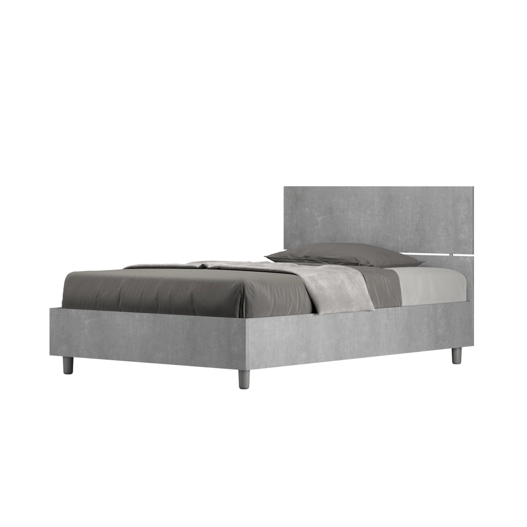 BS COM Letto una piazza e mezza contenitore 120x200 testata dritta cemento
