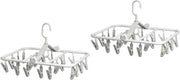 Washanger portatile con clip - Sostegno per asciugatura per abbigliamento 2X Asciugacapelli pieghevole con clip per calze per lingerie, cappelli e asciugamani - Bianco