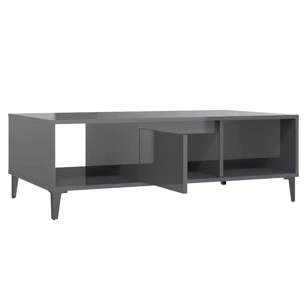 Tavolino Salotto Grigio Lucido 103,5x60x35cm Legno Multistrato 806030