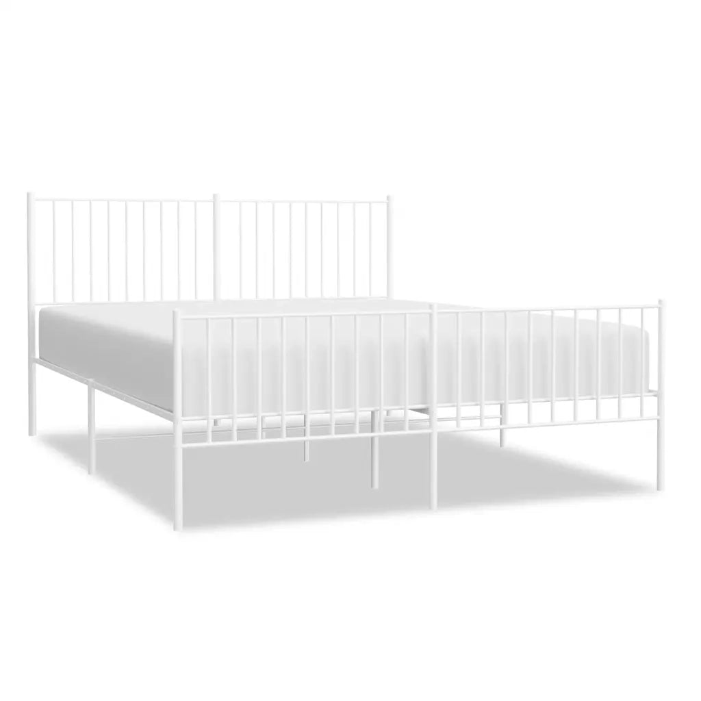Giroletto con Testiera e Pediera-Struttura letto con testiera Metallo Bianco 160x200 cm