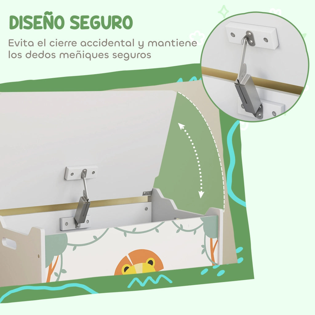 Cassa per giocattoli ¨C Minimal ¨C Verde 53L con tapa abatible e pistone a gas
