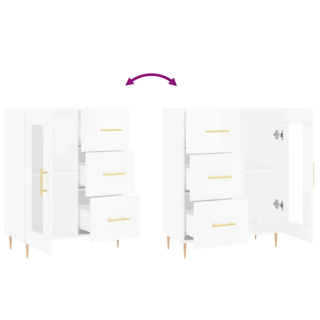 Credenza-Buffet-Armadio da cucina 69,5x34x90 cm in Legno Multistrato Bianco Lucido 460396