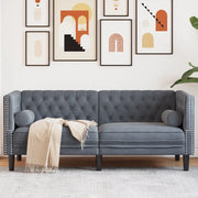 Divano Chesterfield con Rinforzi 2 Posti-Sofa 2 Posti-Divanetto Grigio Scuro Velluto