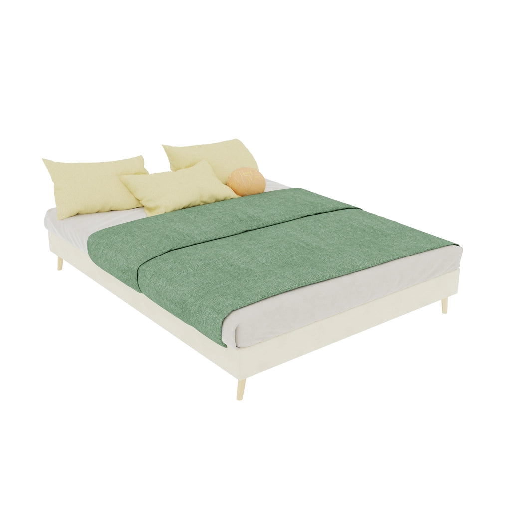 letto tessuto e metallo beige 140 x 200 cm