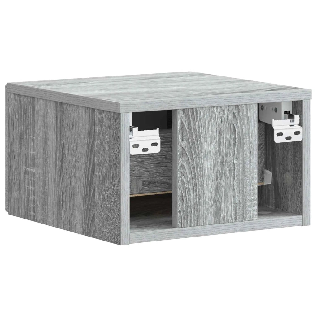 Set di 2 Comodini | Armadio da Notte | Mobiletto da notte a muro Grigio Sonoma 34,5 x 33 x 20 cm