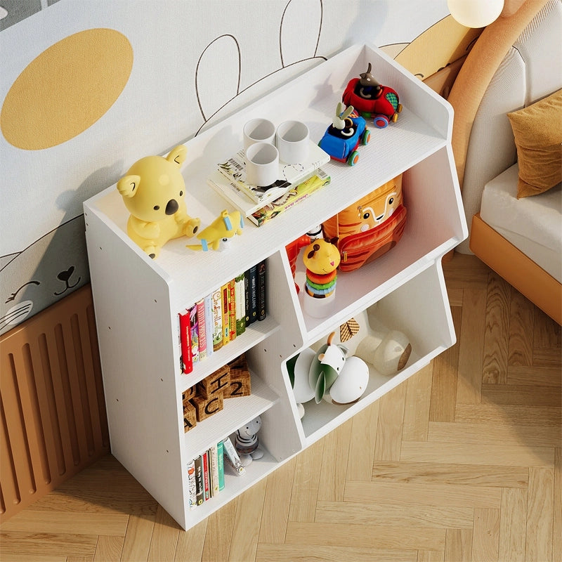 Libreria, mobiletto, contenitore per giocattoli, libri e giornali, 5 scomparti, stile loft