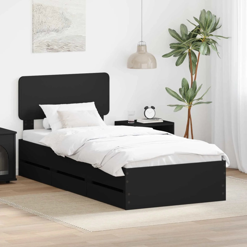 Struttura del letto-Giroletto Nero 75 x 190 cm Legno ingegnerizzato 967552