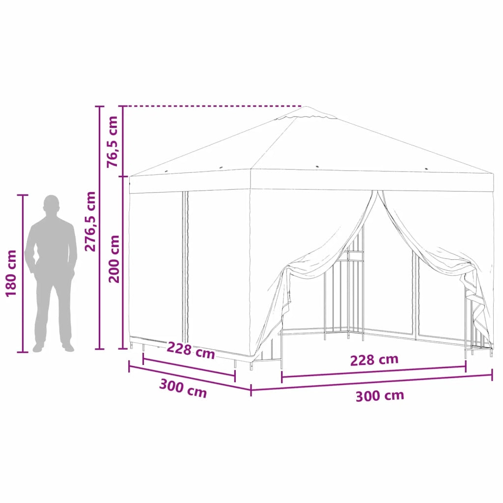 Gazebo | Pergolato da giardino con pareti laterali 3 x 3 m Blu