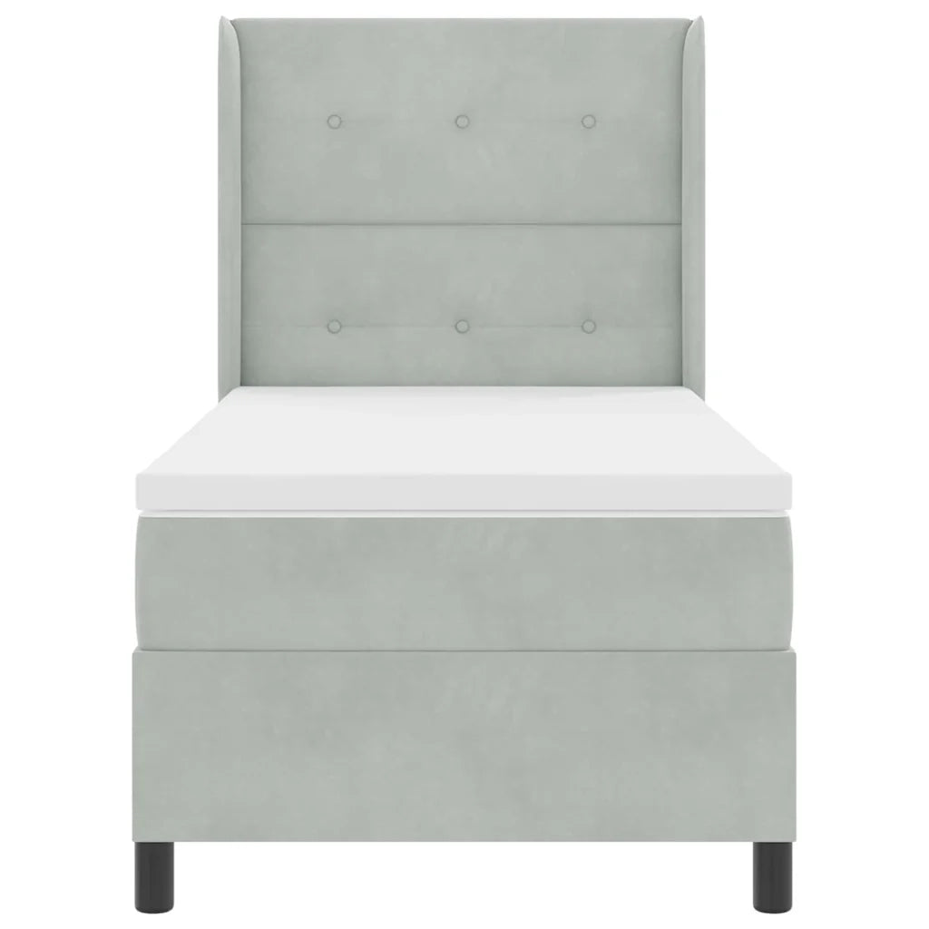 Letto a molle con materasso Grigio chiaro 80 x 200 cm Velluto
