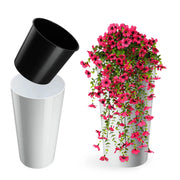 Vaso da fiori KADAX 36 cm con coperchio e inserto, in plastica bianca.