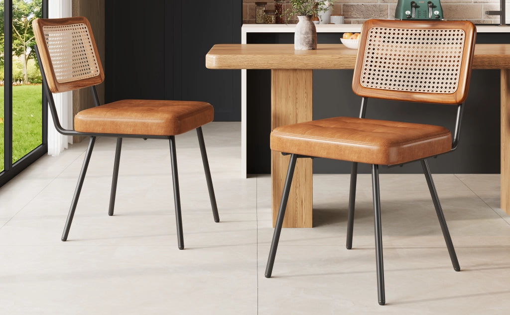Sedia da pranzo in similpelle (2 pezzi) Poltrona lounge in rattan Sedia da toeletta Sedia ergonomica Sedia di lusso leggera Sedia retr¨°