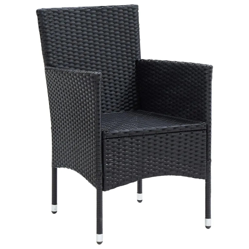 Set da Pranzo per Giardino 5 pz con Cuscini Polyrattan Nero 3095010