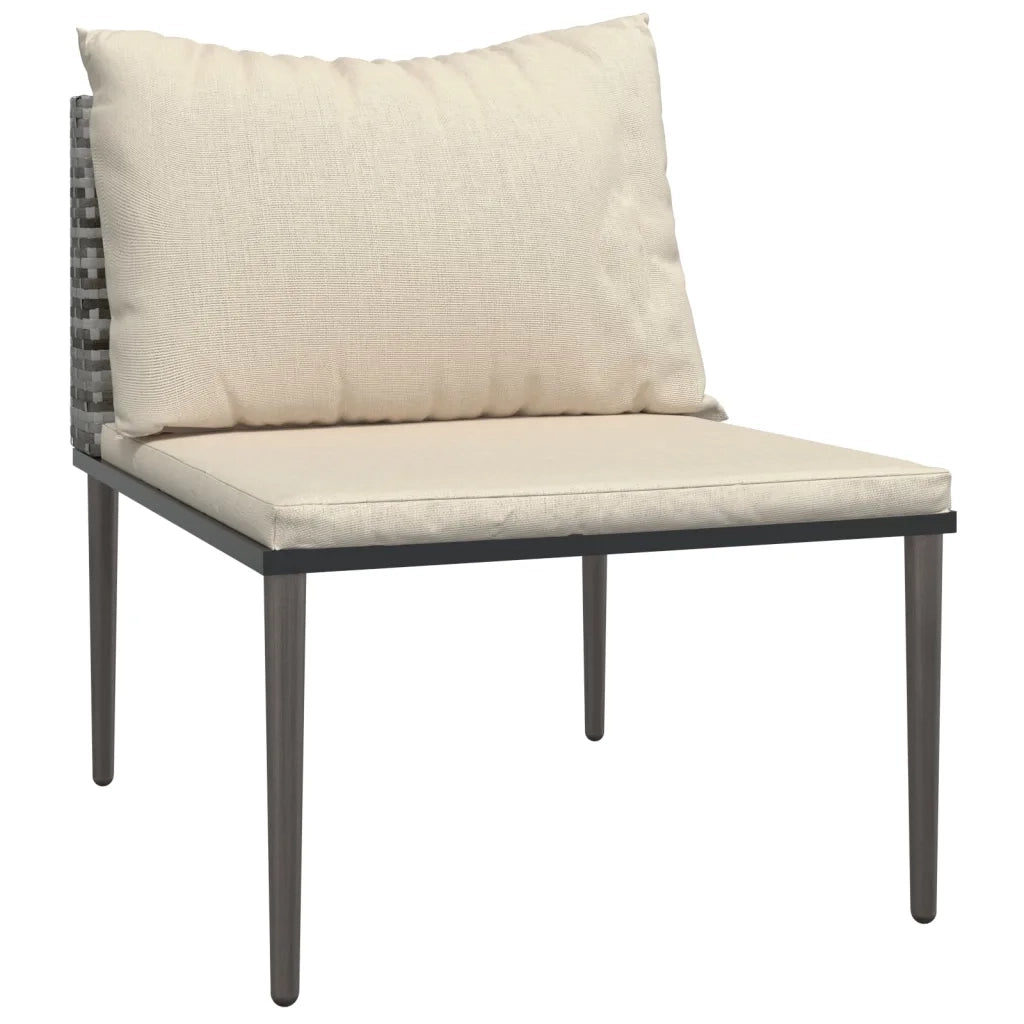 Divano componibile-Divano Centrale da Giardino con Cuscini in Polyrattan Grigio 614953