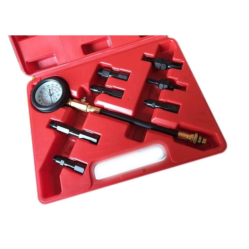 Trade Shop - Kit Tester Pressione Compressione Per Motore Benzina Auto Moto Manometro 300psi -