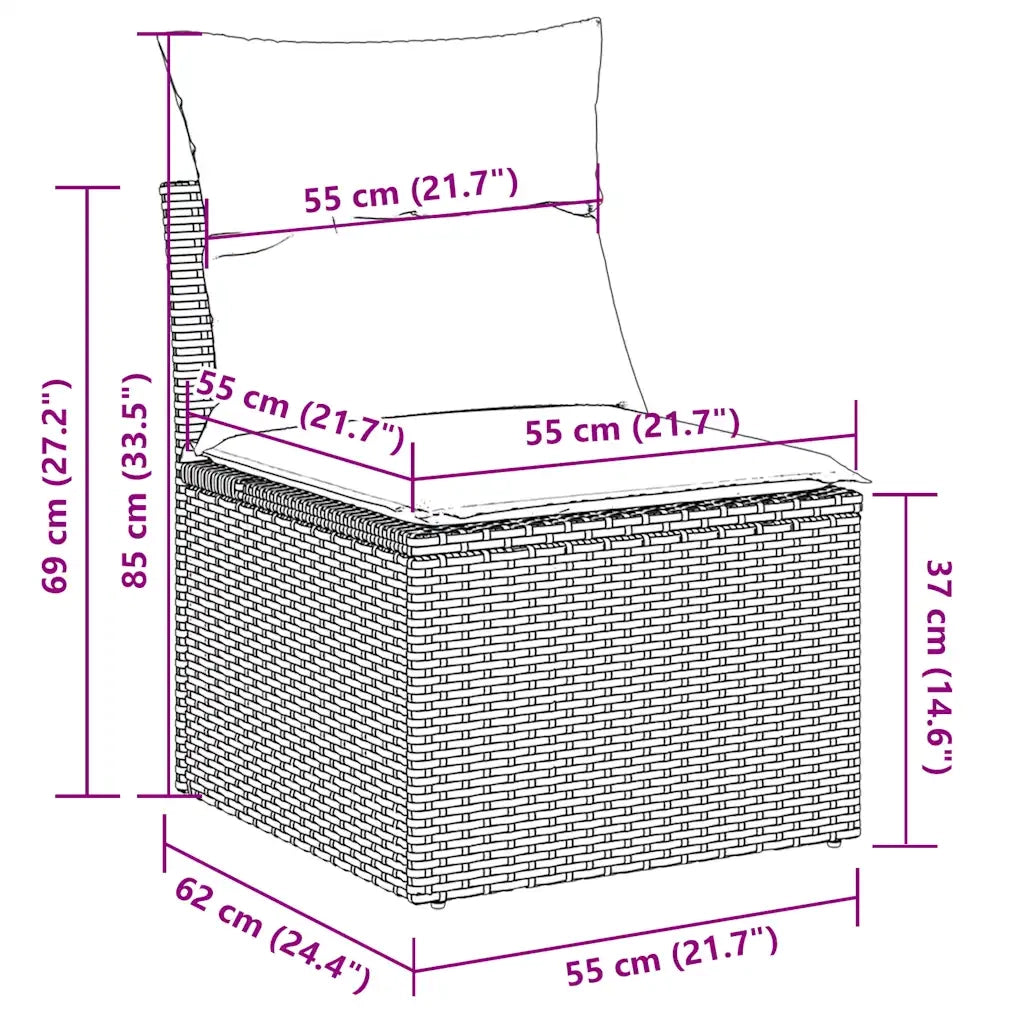 Set Divano da Giardino 5pz con Cuscini-Sofa da Giardino-Divanetto da esterno Grigio Chiaro Polyrattan 736302