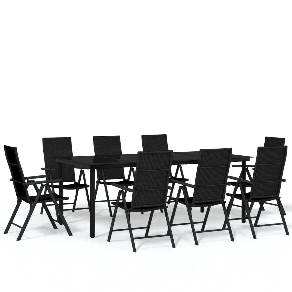 Set da Pranzo per Giardino 9 pz con Cuscini Nero 3099106