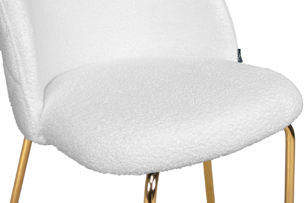 Sgabello cucina imbottito, sgabello alto in tessuto bouclé bianco – Nicole - SG08NIG-B