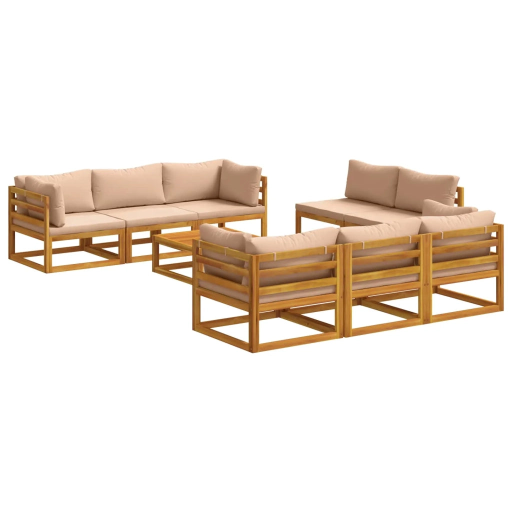 Set Salotto da Giardino Componibile 9 Pezzi Naturale 3417287