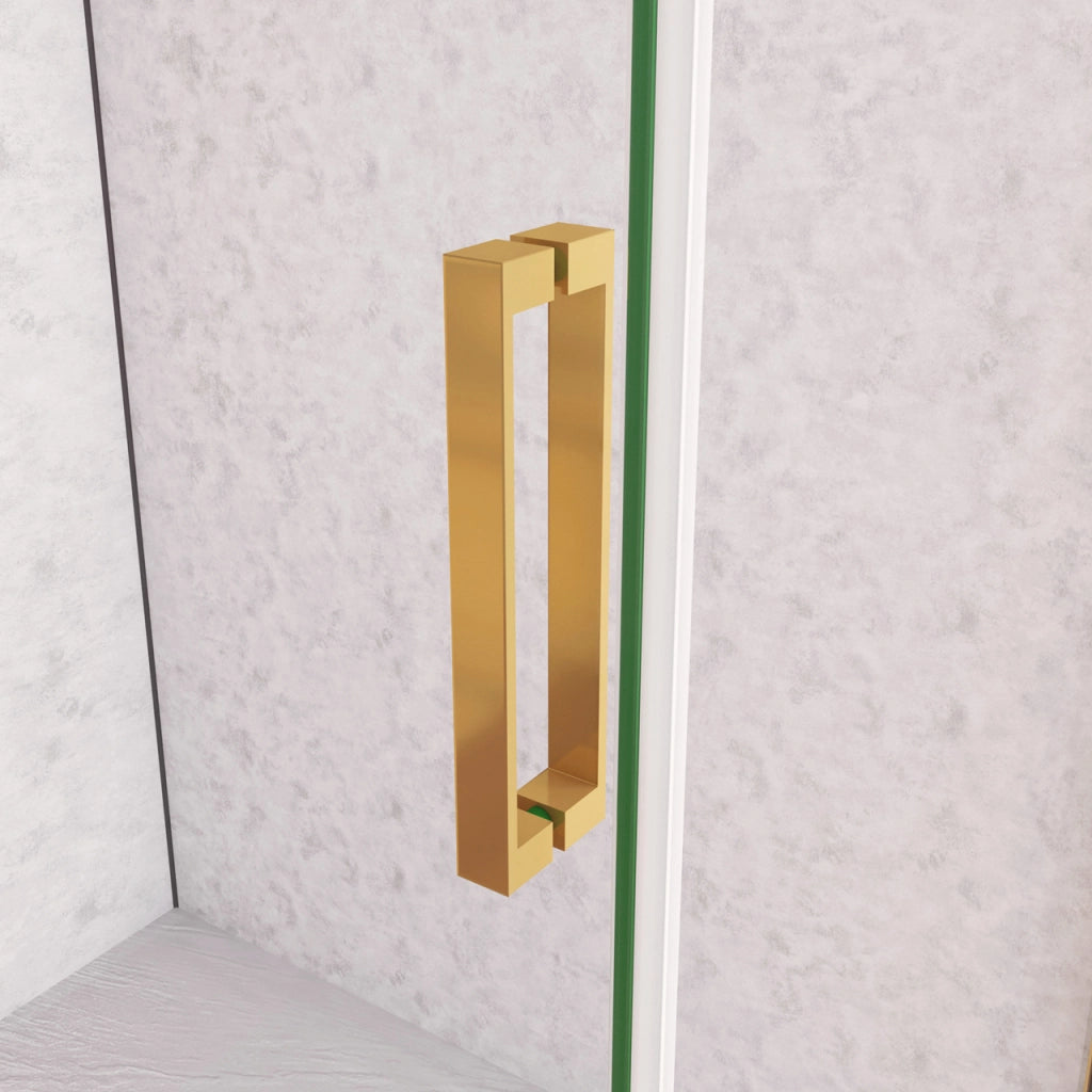 Box Doccia Angolare 100X80 cm H.195 cm Porta Scorrevole con Parete Fissa Vetro 8 mm Temperato Anticalcare Trasparente Telaio Cromo Dorato