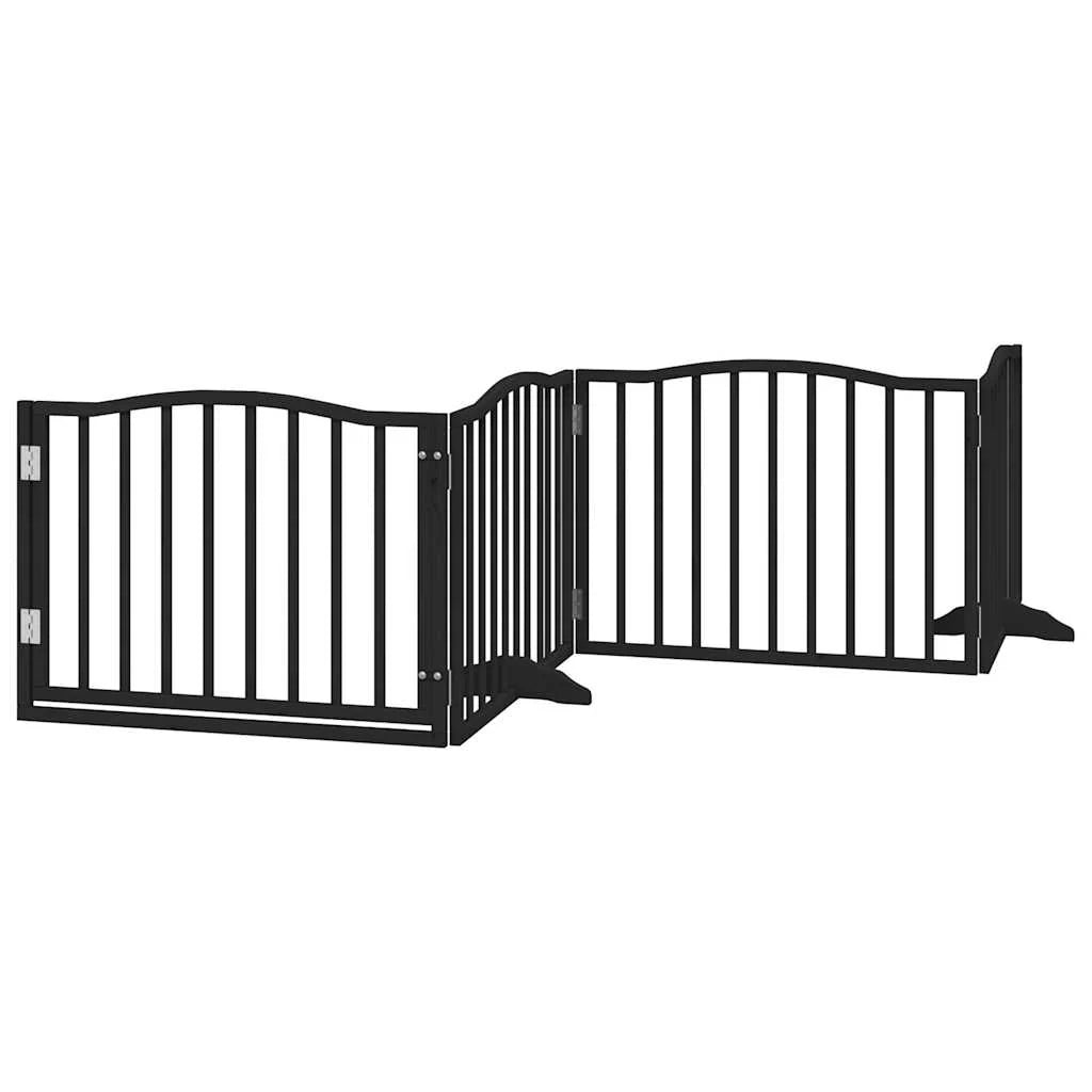 Cancelletto di sicurezza per animali domestici porta pieghevole 6 pannelli legno di pioppo nero 02_0023225