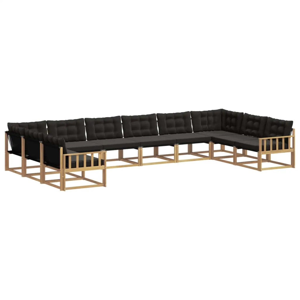 Set di divani da esterno 10 pz Bianco e Nero 3389114