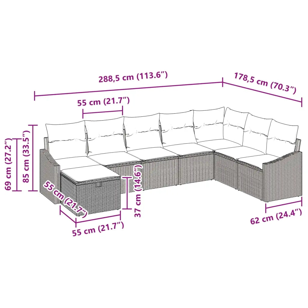 Set Divano da Giardino 8 pz polyrattan 3359333