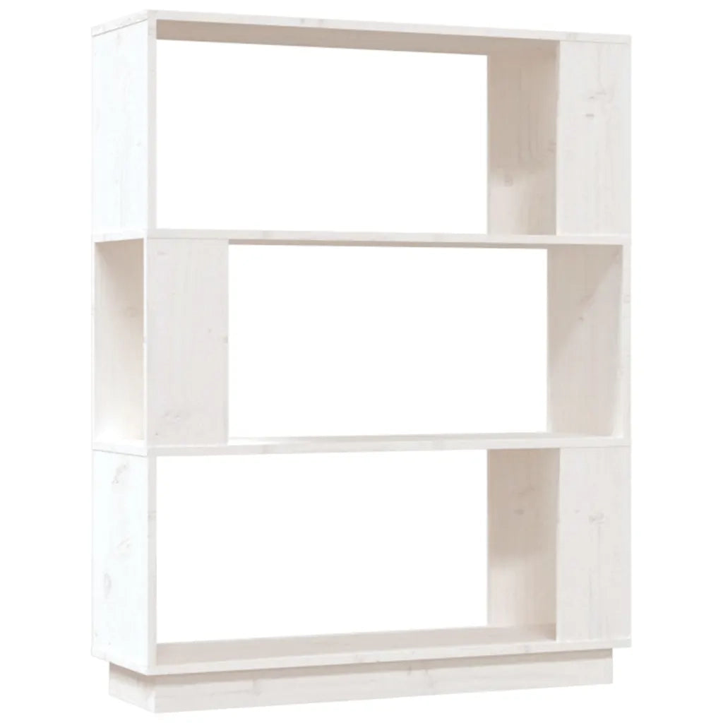 Libreria Divisorio-Scaffale per Libri-Mobile di Stoccaggio Bianco 80x25x101 cm Legno Massello di Pino