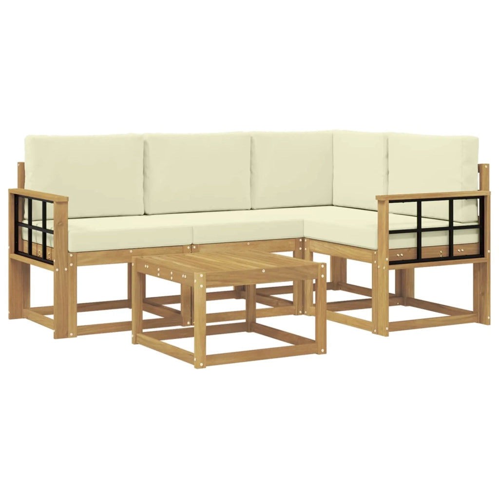 Set di divani da esterno 5 pz Bianco e Crema 3387604