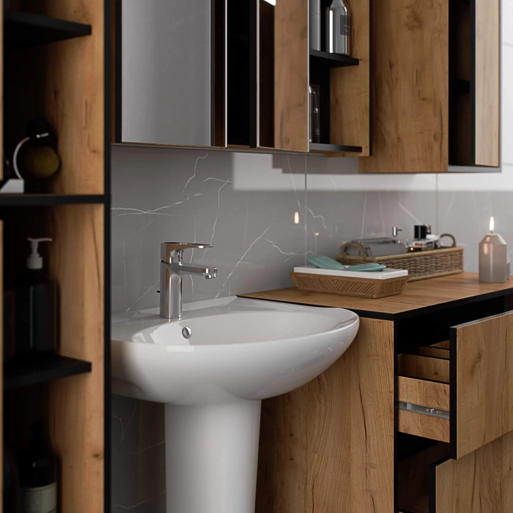 Mobile bagno sospeso senza lavabo VAMI Rovere Craft, Nero 90 cm 2 cassetti 90x45,5x60 cm