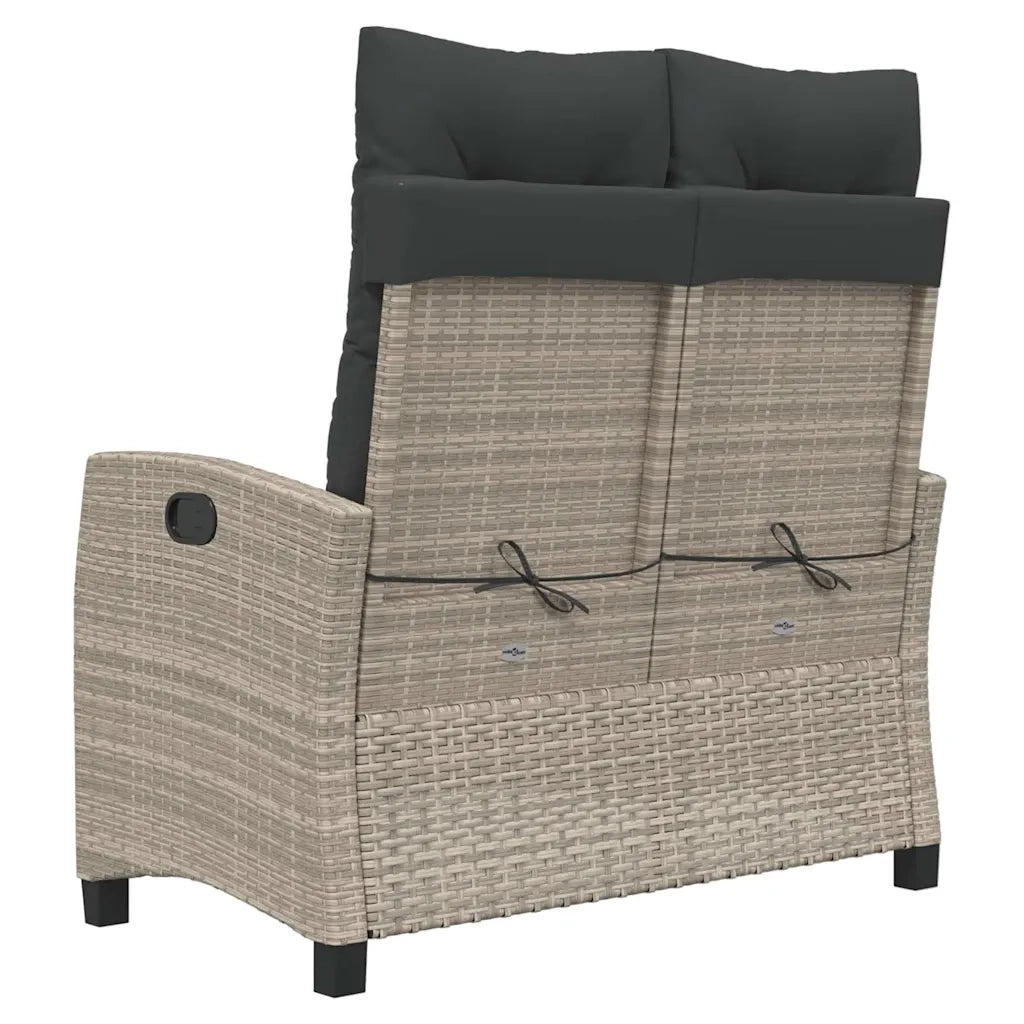 Panchina Reclinabile Giardino | Panca da Giardino con Cuscini Grigio Chiaro Polyrattan