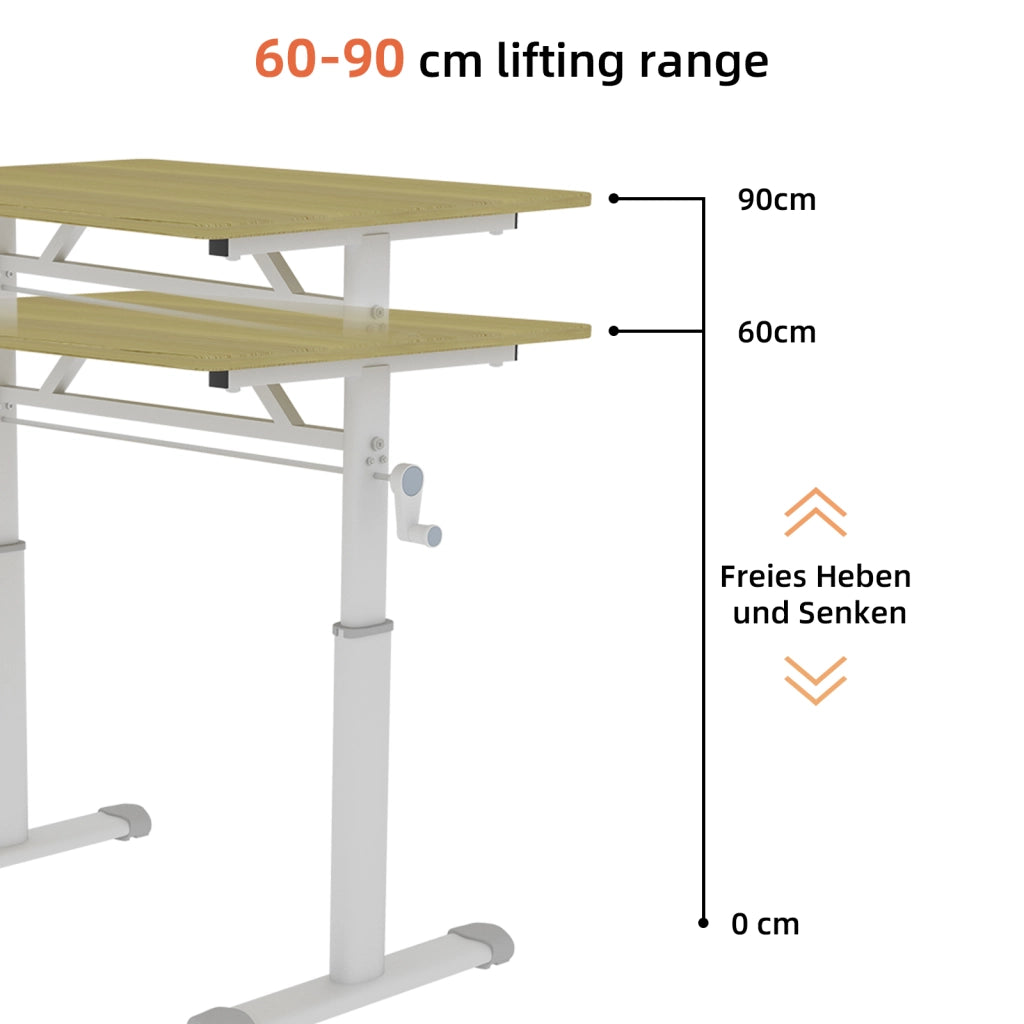 SCRIVANIA Regolabile in Altezza 108 cm Legno e Metallo