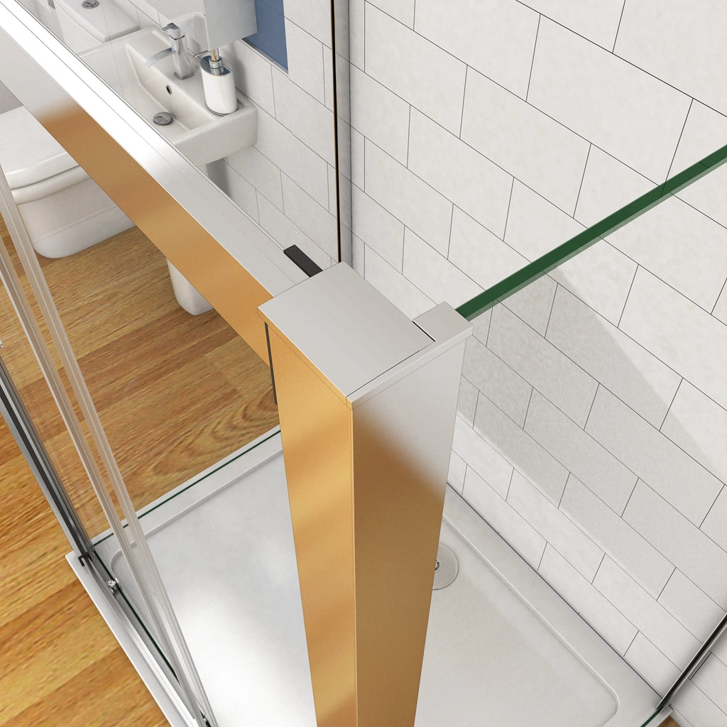 185 cm Box Doccia a Tre Lati Porta Scorrevole con Doppia Parete Fissa Vetro Temperato 5 mm Trasparente Telaio Cromato Lucido 70x115x70 cm