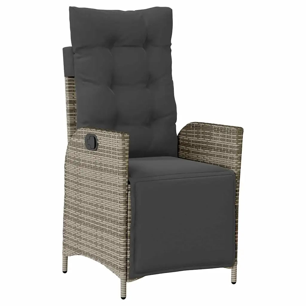 Set da Pranzo per Giardino con cuscino 7 pcs Grigio polyrattan
