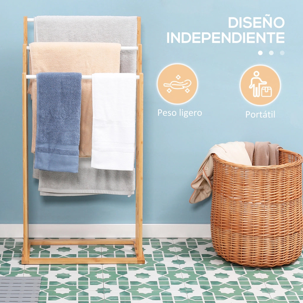 Porta asciugamani a 3 livelli ¨C zephmum ¨C 48x25,8x94 cm in bamb¨´ naturale