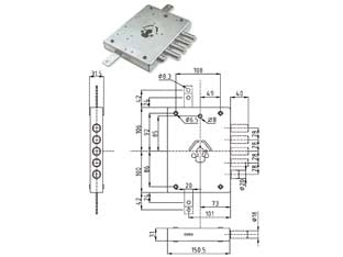 SERRATURA TRIPL. APPLICARE CIL. EUROPEO CON SCROCCO BLIND. HEAVY MM.73  mm.73 SX (SER NE42 7 S)    DIERRE