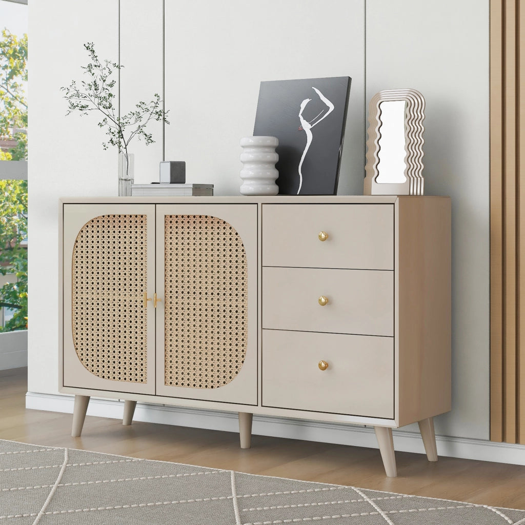 Mobile TV con Ante e Cassetti ¨C MINIMAL ¨C Bianco Crema, 120 cm