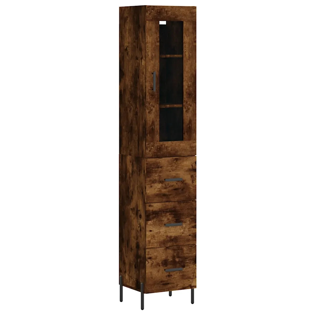 Credenza-Buffet-Armadio da cucina Rovere Fumo 34,5x34x180 cm in Legno Multistrato 421646