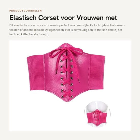 Corset per Donna - Cinturino Elastico con Banda di Chiusura - Stile Corsetto Retro - Costumi da Halloween - Materiale PU Rosa