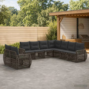 Set Divano da Giardino 9 pz Grigio e Grigio Scuro polyrattan 3435458