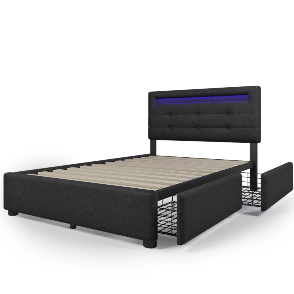 letto in lino nero 90x200 cm