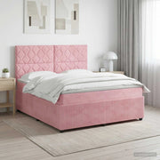 Letto box spring con materasso Rosa 180 x 200 cm Velluto 3454666