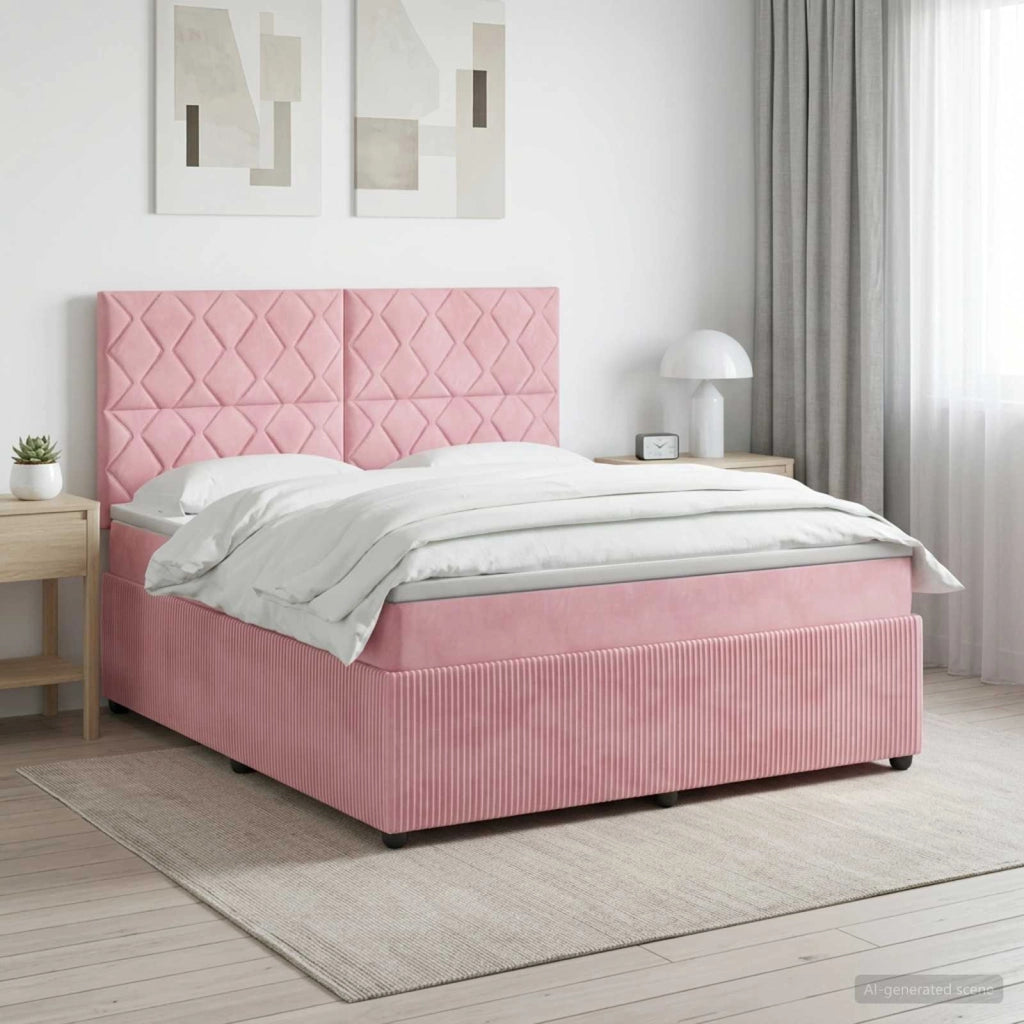 Letto box spring con materasso Rosa 180 x 200 cm Velluto 3454666