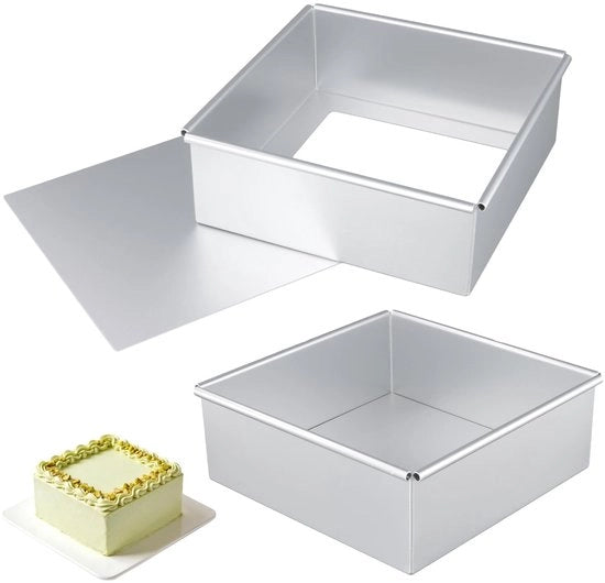 Set di forma per torte a 20 cm - Lotto da 2 - Forma quadrata per spring roll - Base rimovibile - Alluminio - Ideale per torte e quiches - Forma da forno