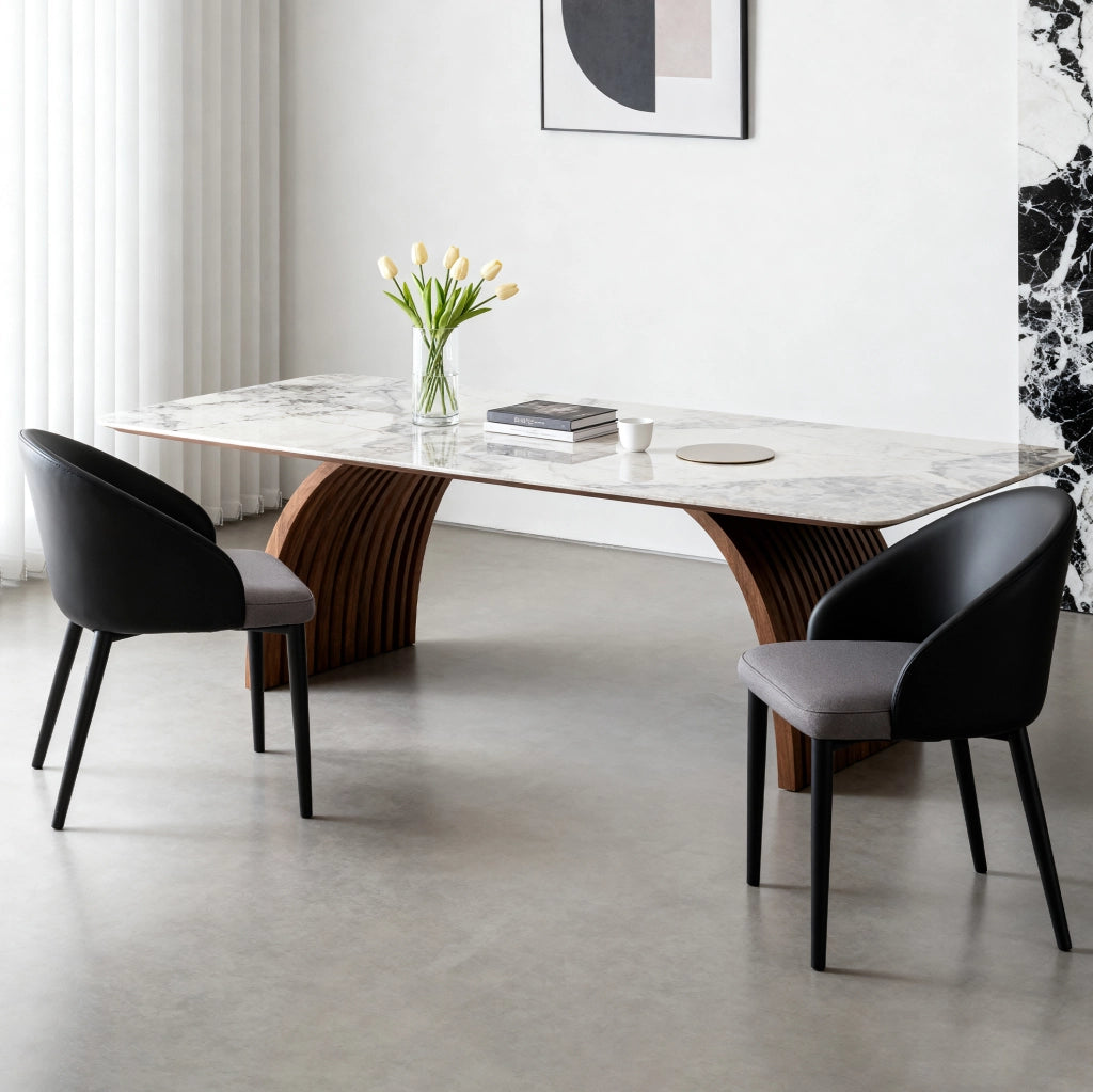 Set di 2 sedie da pranzo moderne con schienale ergonomico in PU nero; seduta in mesh grigio e struttura in acciaio; grigio
